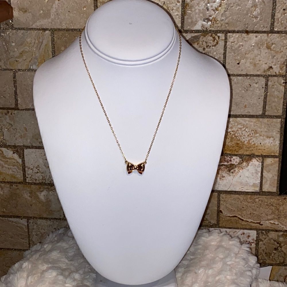 Biagi Gold Tone Bow Necklace 16”